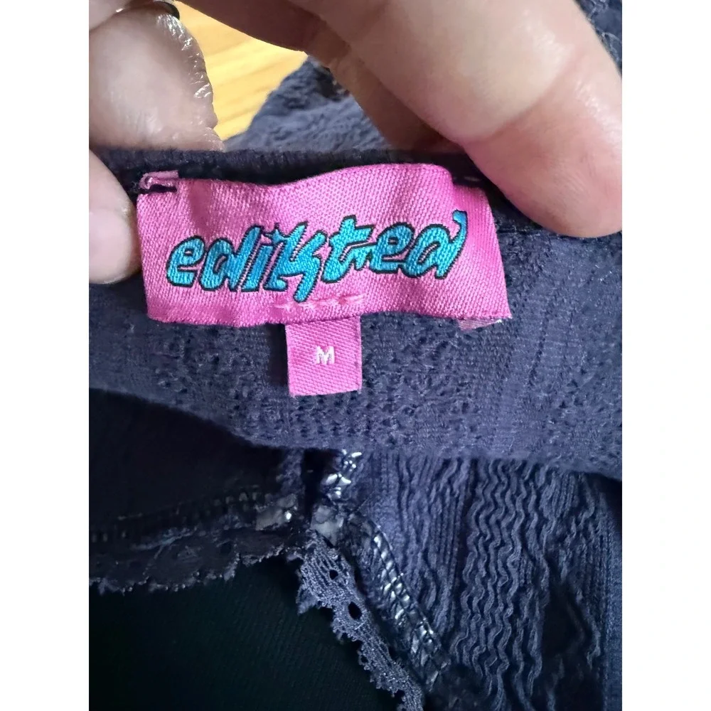 Edikted navy‎ blue Lacy Stretch Cotton Knit Camisole
